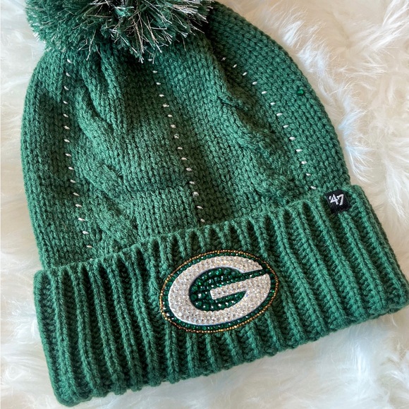 Bling Green Bay Packers Womens NFL Beanie Hat - Picture 3 of 5